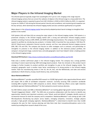 Infrared Imaging Market by Technology, Wavelength, Application, Vertical | COVID-19 Impact Analysis | MarketsandMarkets
