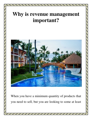 Why is revenue management important?