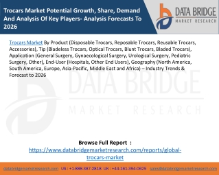 Trocars Market Potential Growth, Share, Demand And Analysis Of Key Players- Analysis Forecasts To 2026