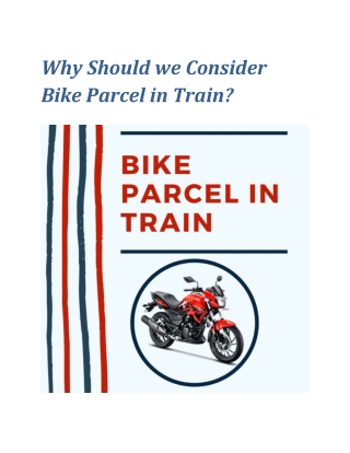 Why Should we Consider Bike Parcel in Train?