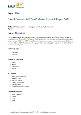 Commercial HVAC Market Research Report 2021