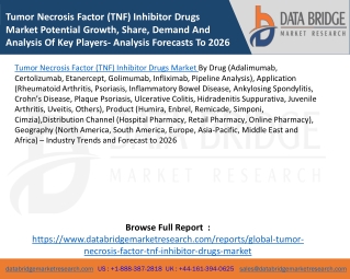 Tumor Necrosis Factor (TNF) Inhibitor Drugs Market Potential Growth, Share, Demand And Analysis Of Key Players- Analysis