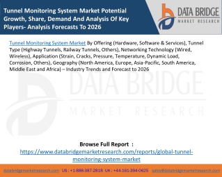 Tunnel Monitoring System Market Potential Growth, Share, Demand And Analysis Of Key Players- Analysis Forecasts To 2026