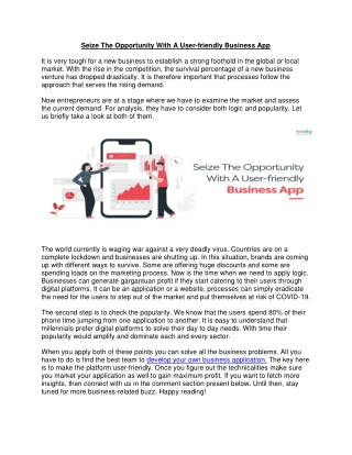 Seize The Opportunity With A User-friendly Business App