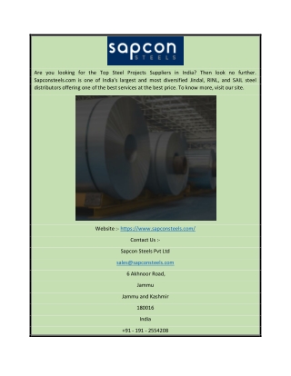 Sail Distributors India | Sapcon Steels