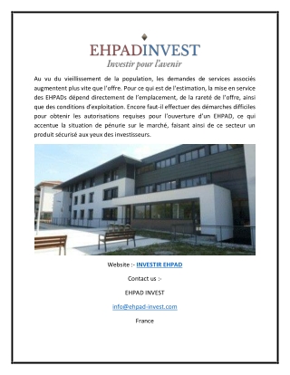 INVESTIR OU INVESTISSEMENT EN EHPAD