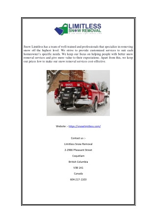 Limitless Snow Removal Company in Vancouver