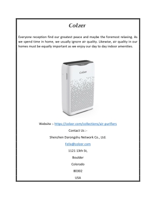 Air Purifier For Large Room USA | Colzer