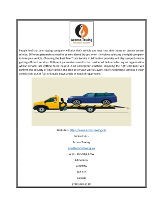 Cheap Tow Truck Service In Edmonton | Accesstowing.ca