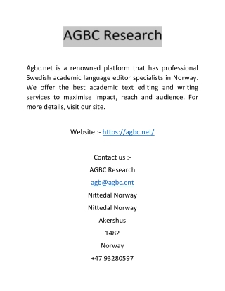 Academic Editing Specialist | Agbc.net