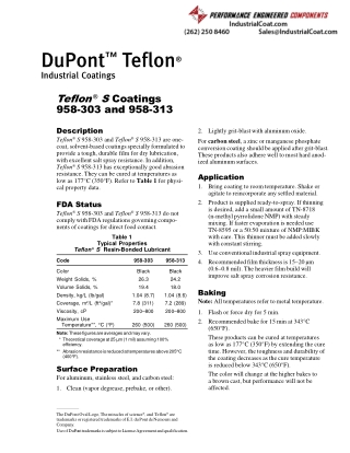 Teflon S coatings 958-303 and 958-313