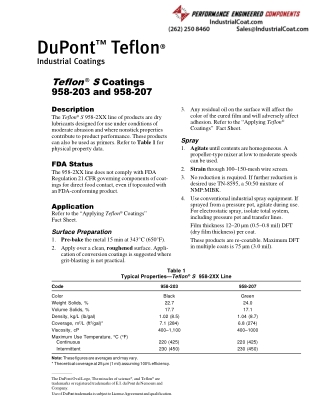 Teflon S Coatings 958-203
