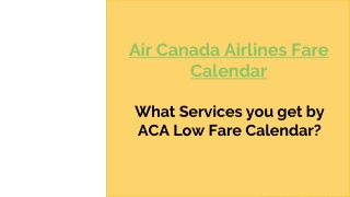 Air Canada Airlines Fare Calendar