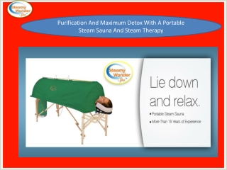 Purification And Maximum Detox With A Portable Steam Sauna And Steam Therapy