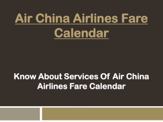 Air China Airlines Fare Calendar