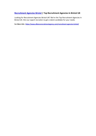 Recruitment Agencies Bristol | Top Recruitment Agencies In Bristol UK
