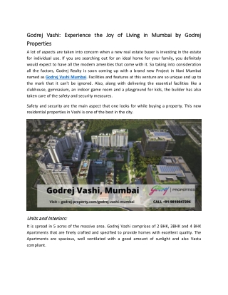 Godrej Vashi Mumbai Residential Property At Best Price