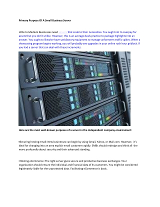 Primary Purpose Of A Small Business Server