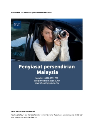 How To Find The Best Investigation Services In Malaysia