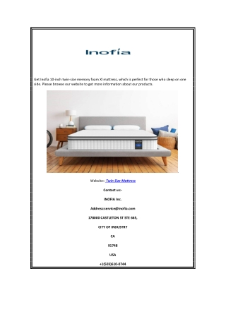 Twin Size Mattress | Inofia.Com