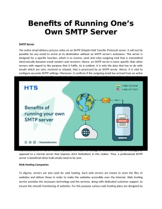 Benefits of Running One’s Own SMTP Server