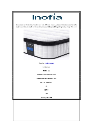 Mattress Sizes | Inofia.Com