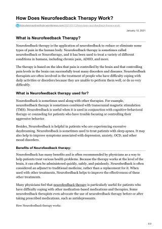 How Does Neurofeedback Therapy Work?