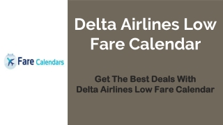 Delta Airlines Low Fare Calendar