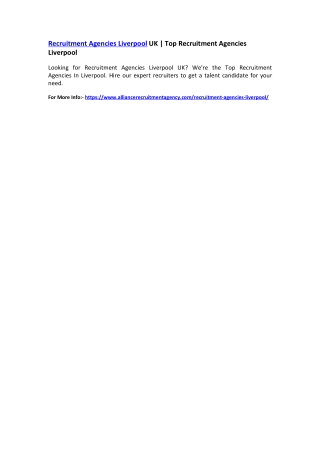 Recruitment Agencies Liverpool UK | Top Recruitment Agencies Liverpool