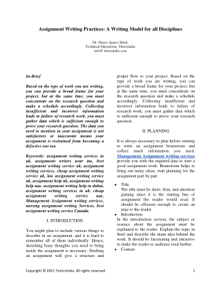 Best Assignment Writing Practices: A writing model for all disciplines