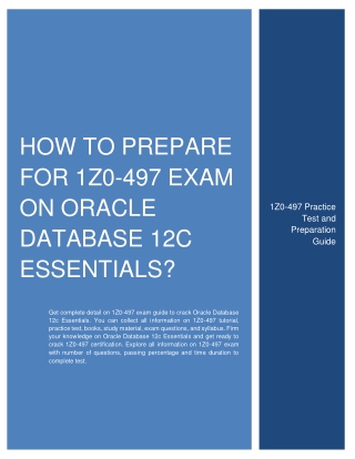 How to prepare for 1Z0-497 Exam on Oracle Database 12c Essentials?