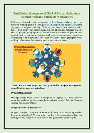 Top Project Management Market Research Services for Insightful and Satisfactory Outcomes