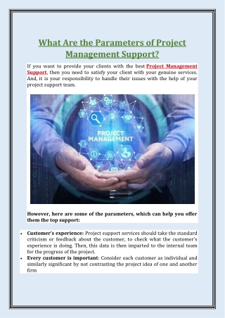What Are the Parameters of Project Management Support Services?