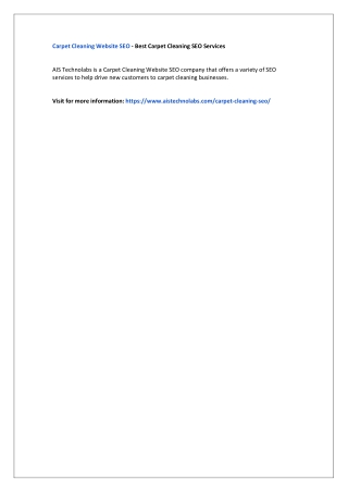 Carpet Cleaning Website SEO - Best Carpet Cleaning SEO Services