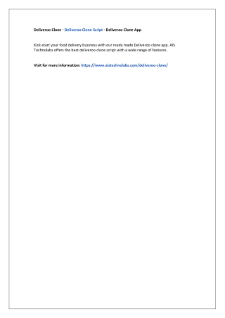 Deliveroo Clone - Deliveroo Clone Script - Deliveroo Clone App