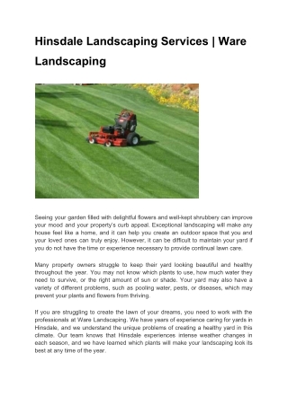 Hinsdale Landscaping Services | Ware Landscaping