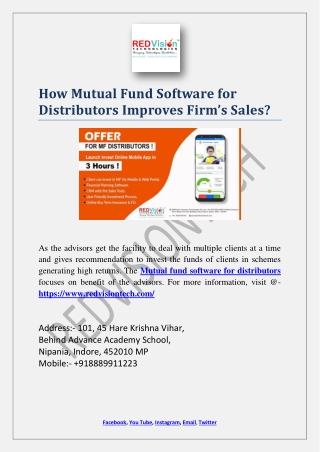 How Mutual Fund Software for Distributors Improves Firm’s Sales?