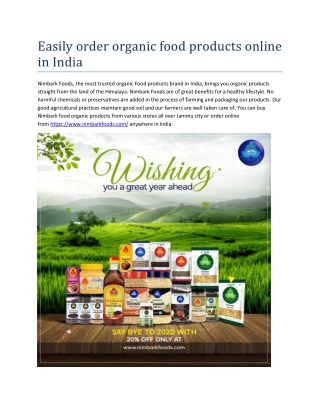 Easily order organic food products online in India