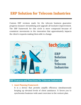 ERP Solution for Telecom Industries