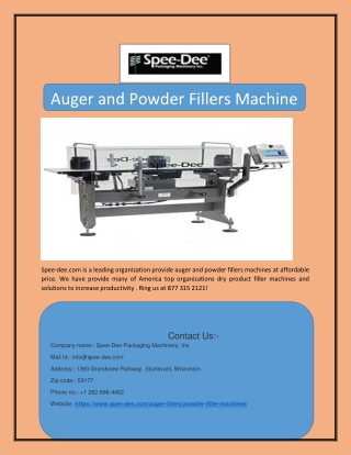 Auger and Powder Fillers Machine