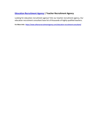 Education Recruitment Agency | Teacher Recruitment Agency