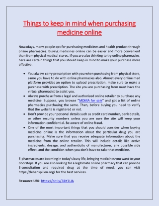 Things to keep in mind when purchasing medicine online