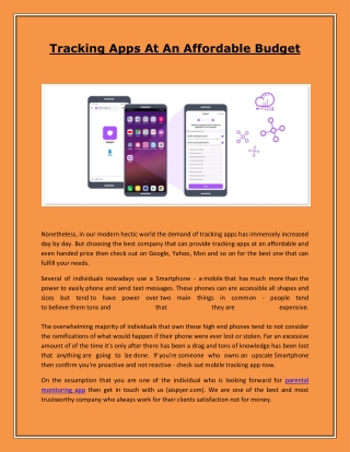 Tracking Apps At An Affordable Budget