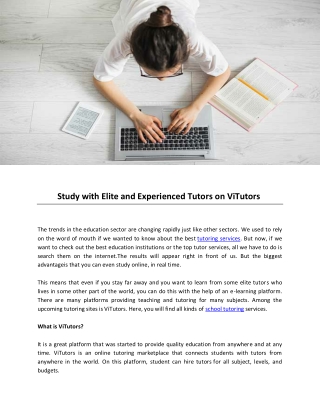 Study with Elite and Experienced Tutors on ViTutors