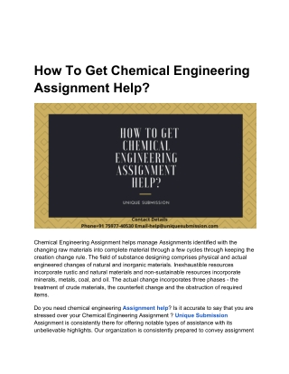 How to get chemical engineering assignment help?