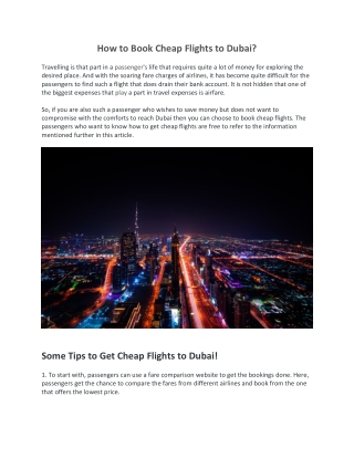How to Book Cheap Flights to Dubai?