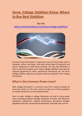 Know Where to Buy Servo Voltage Stabilizer