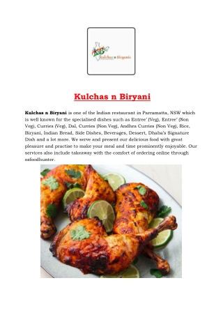 5% off - Kulchas n Biryani Parramatta Menu, NSW