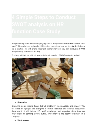 4 Simple Steps to Conduct SWOT analysis on HR function Case Study