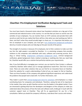 ClearStar: Pre-Employment Verification Background Tools and Solutions